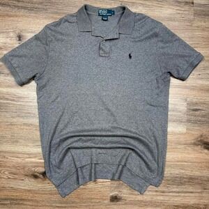 dark grey polo ralph lauren polo shirt with black pony